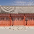 Hanging top three open house monks' house residential slope roof eaves gallery ancient building 3d model