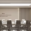 Modern Conference Room at UPenn University with Long Table Ergonomic Chairs and Laptops