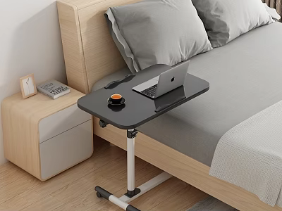 Practical Portable Side Table in Bedroom with Laptop and Coffee Cup 3d model