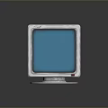 Vintage CRT Electronic Monitor With White Casing And Teal Screen