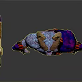 Horned Demon Creature With Muscular Body Blue Glowing Arms Purple Skin And Axe