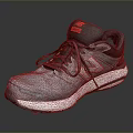 Gray Red Black Sports Sneakers With Red Laces Mesh Upper White Sole Comfortable Design