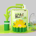 Inflatable Flower Shaped Models in Green Pink Exhibition Area with Booth Displays