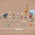 Diverse Animal Figurines Collection Display With Different Species Including Giraffe And Elephant