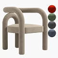 Modern Upholstered Leisure Chair with Curved Arms Available in Red Green Gray Blue Colors