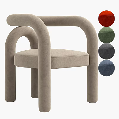 Modern Upholstered Leisure Chair with Curved Arms Available in Red Green Gray Blue Colors 3d model