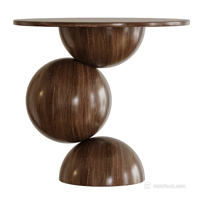 Modern Minimalist Walnut Side Table With Spherical Stacked Design Elements 3d model
