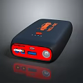 Portable Laptop Power Bank with Black Red Design USB Ports Button and Boost Logo
