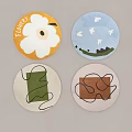 Round Rugs With Flower Cloud Hill And Geometric Patterns In Colorful Design