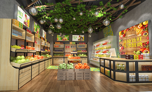 Industrial LOFT Fruit Shop 3d model