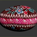 Colorful Hand Painted Red Decorative Ornament Set With Floral Leaf Patterns 3d model