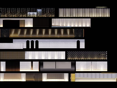 Modern Feature Wall Design With Layered Textures Arched Openings And Ambient Lighting 3d model