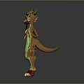 Game Movie Character Green Horned Humanoid Figure With Pink Eyes And Strapped Gear