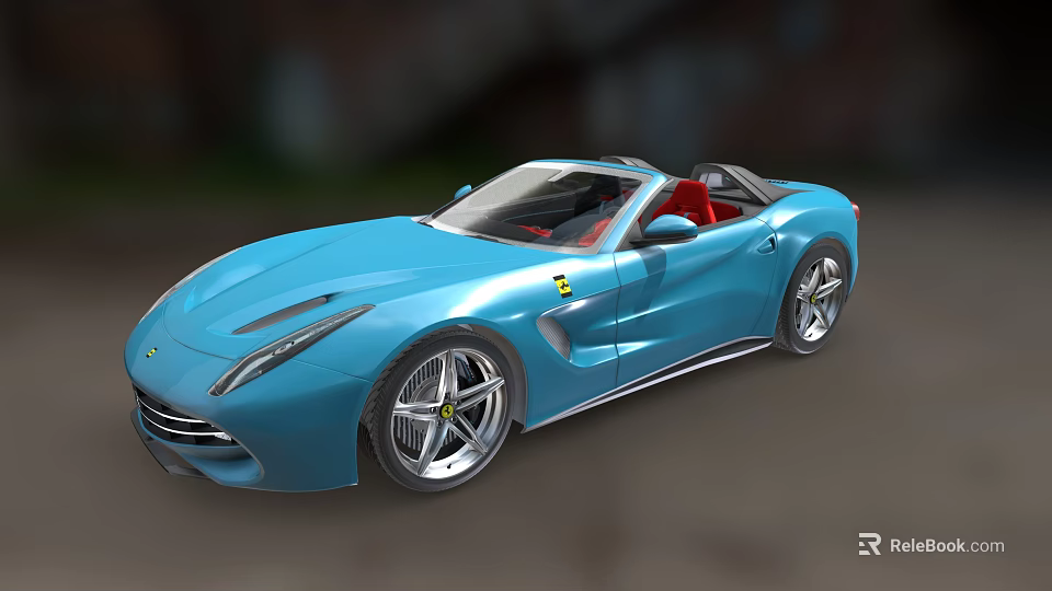 Blue Convertible Sports Car With Red Interior Sleek Design And Alloy Wheels 3d model 