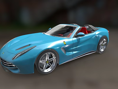 Blue Convertible Sports Car With Red Interior Sleek Design And Alloy Wheels 3d model