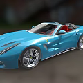 Blue Convertible Sports Car With Red Interior Sleek Design And Alloy Wheels