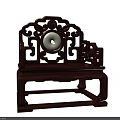 Classic Chinese Style Single Sofa With Carved Details And Circular Jade Decoration