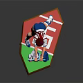 Red Haired Girl In Sportswear Riding Colorful Balance Board With Number Five