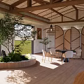 Luxurious Hotel Mahjong Room with Wooden Ceiling and Comfortable Seating Areas