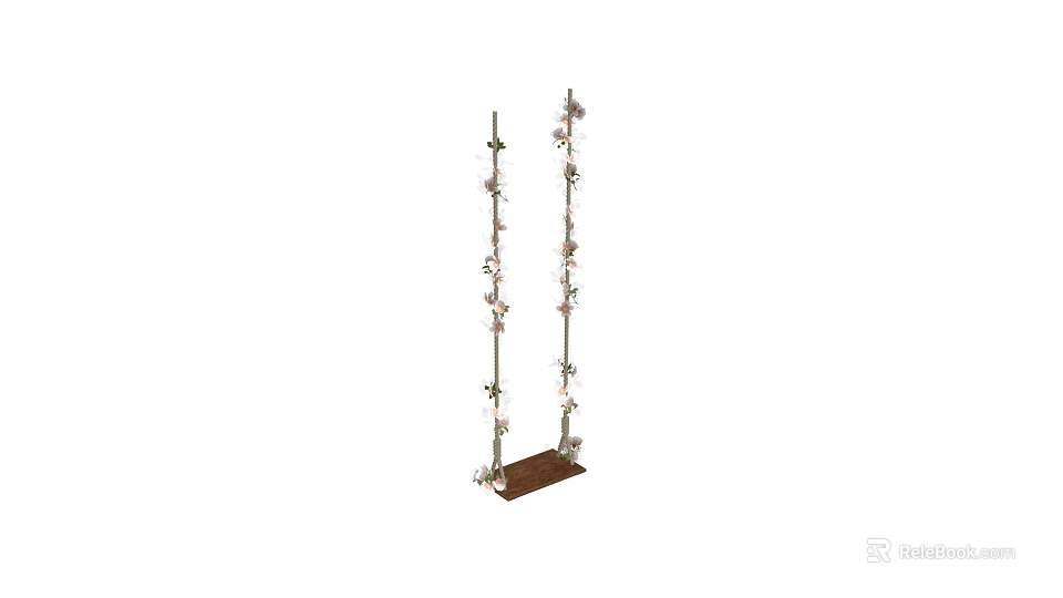 Decorative Flower Stand With Metal Poles And Floral Vines On Brown Base 3d model 