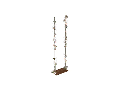 Decorative Flower Stand With Metal Poles And Floral Vines On Brown Base 3d model