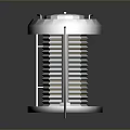 Industrial Metal Cylindrical Equipment With Grille And Layered Interior Structure