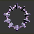 Purple Crystal Crown Structure With Tall Pointed Crystal Pillars And Decorative Base 3d model