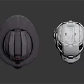 Gray Firefighter Helmet With Face Mask And White Tactical Helmet Detailed Structure