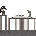 New Chinese Style End View Platform End View Platform Flower Combination 3d model