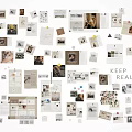 Creative Collage Wall Featuring Various Photos Paper Notes And Keep Real Text