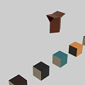 Modern Stylish Stools in Multiple Colors with LV Logo and Contemporary Design