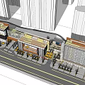 Modern Commercial Street With Modern Buildings Street Shops And Pedestrian Walkway