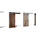 Wooden Barn Doors With White And Brown X Design Panels For Home Decor