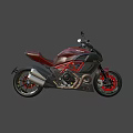 Black and Red Motorcycle With Modern Sleek Body Design Sporty Seat And Alloy Wheels