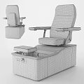 Beige Nail Salon Chair With Armrests And White Foot Basin Dark Base