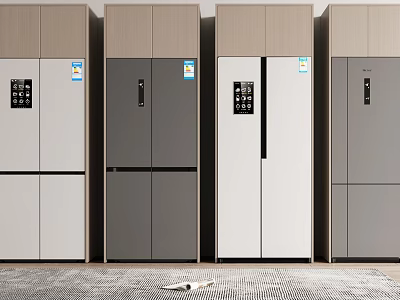 Stylish Refrigerators Freezers Display with Modern Designs Multiple Door Styles and Neutral Colors 3d model