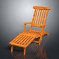 Comfortable Orange Wooden Lounge Chair With Relaxing Ottoman Design For Patio
