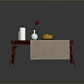 Delicious Layered Cake on Wooden Table with White Candle Vase and Red Rose Linen Tablecloth