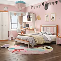 Cozy Kids Room Interior Design With Pink Walls Animal Paintings Colorful Rug And Wooden Floor