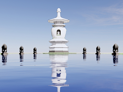 Chinese White Pagoda Buddhist White Pagoda model