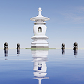 Chinese White Pagoda Buddhist White Pagoda 3d model