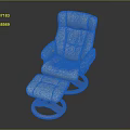 Comfortable Beige Leather Office Chair with Armrests Matching Ottoman and Wooden Base