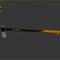 Heavy Duty Fire Axe With Black And Orange Handle And Polished Metal Head Design