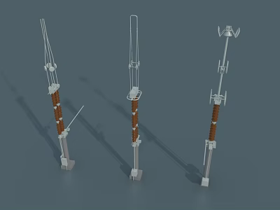 Electrical Industrial Equipment with Metal Supports and Insulating Components for Power Transmission Systems 3d model