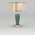 Modern Table Lamp With Beige Lampshade Green Column And Silver Base 3d model