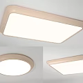 Modern Beige Frame Ceiling Lights With Rectangular And Round Shapes And White Light Surface 3d model