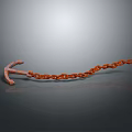 Rusty Metal Anchor With Extended Chain On Gray Reflective Background 3d model