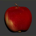 Fresh Juicy Shiny Red Apple with Smooth Surface on Dark Background and Clear Reflection