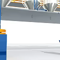 Industrial Equipment Production Line With Large Storage Tanks Blue Machinery And Orange Components