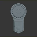 Gray Ventilation Device With Circular Panel And Cabinet Containing Sphere